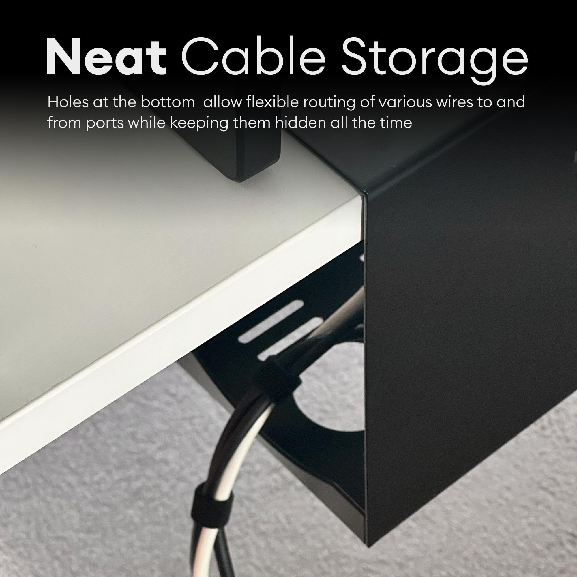 Under Desk Clamp-On Steel Cable Management Tray 17x9 inch Black