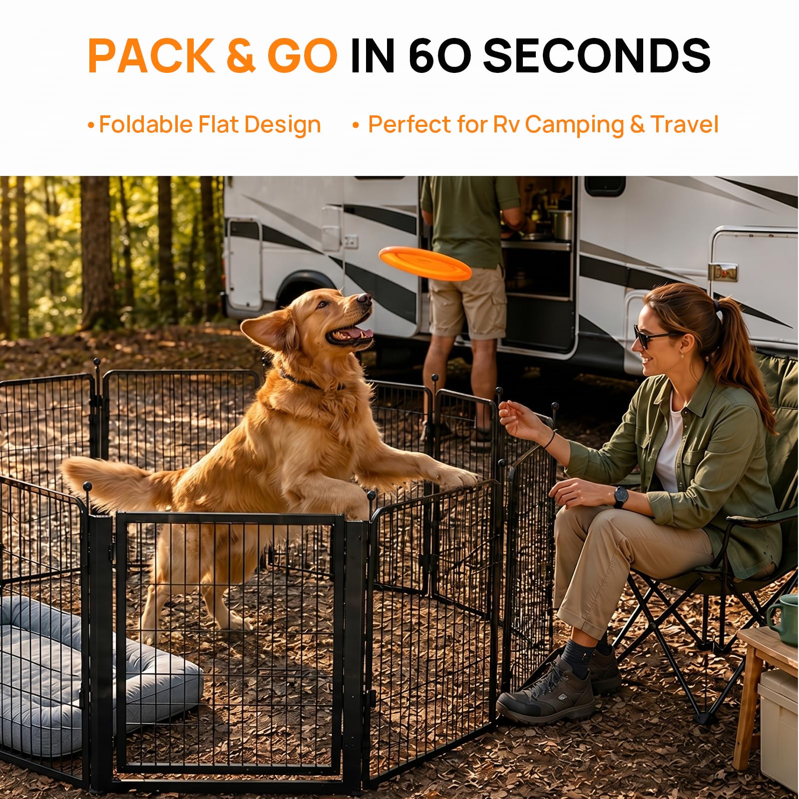 Dog Playpen for Small/Medium Dogs - 32 inch 8 Panels Heavy Duty Metal Puppy Fence Outdoor Indoor with Door, Anti-Rust Foldable Puppy Pen Pet Enclosure, Portable Exercise Kennel for Camping, Yard, RV Retail $89.00
