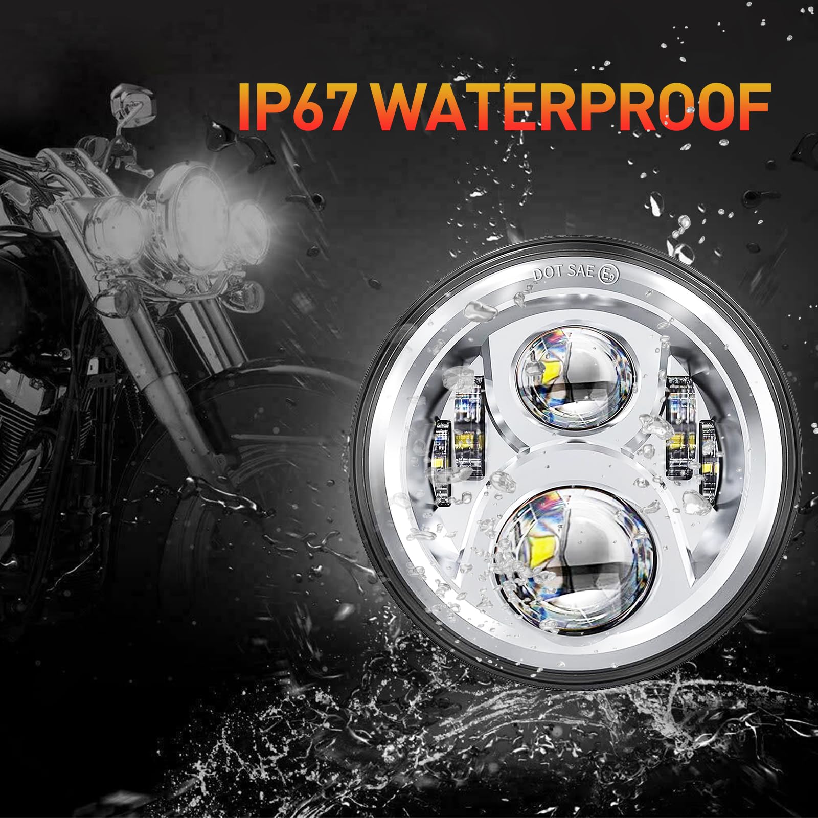 inch Motorcycle LED Headlights 4.5 Fog Passing Lights DOT Kit Chrome for Harley Davidson Retail $89.00