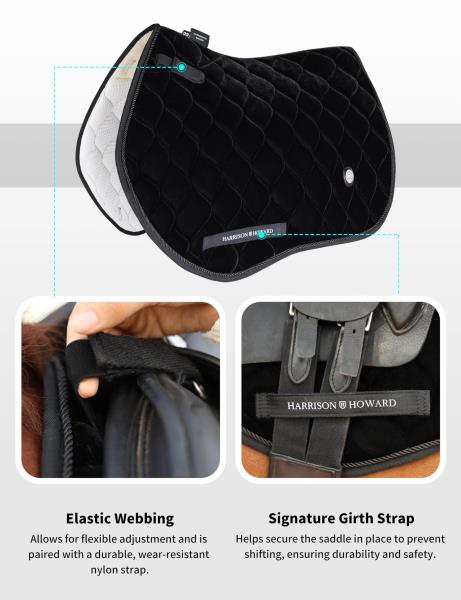 Close Contact Velvet Horse Saddle Pad for Jumping Black