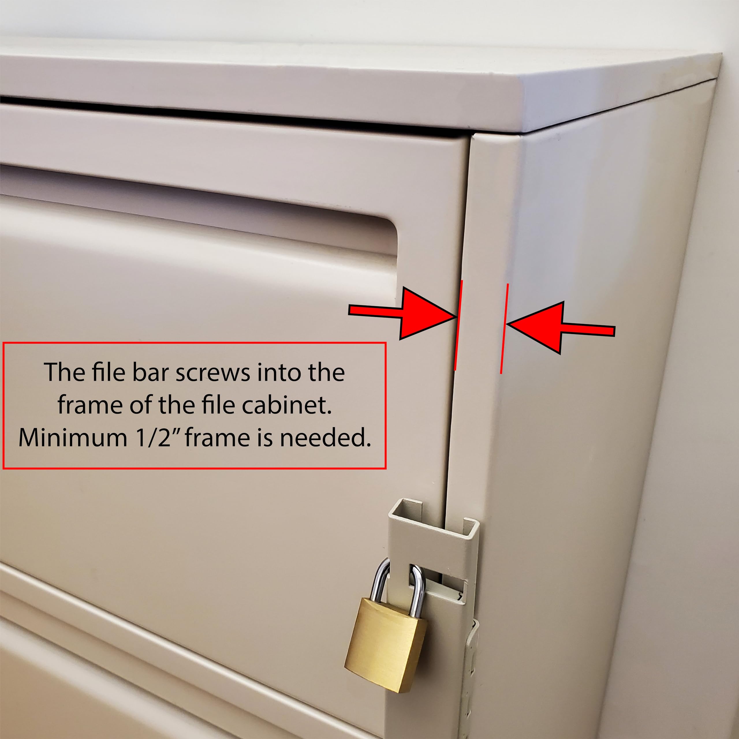 Beige File Cabinet Locking Bar for 5 Drawer Cabinets with Padlock  Cobalt Drill Bit
