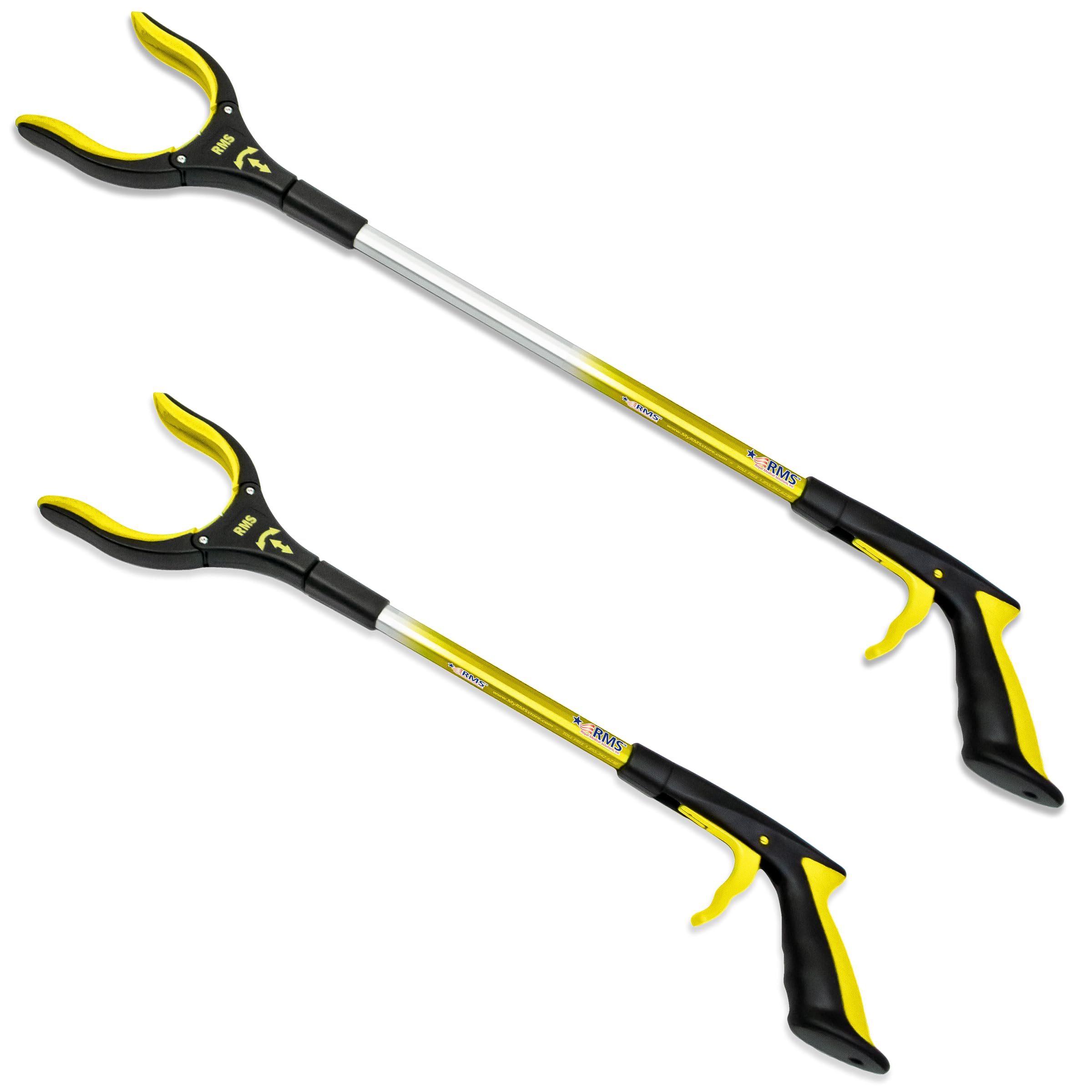 -Pack Yellow Grabber Reacher Mobility Aid Tool with Rotating Jaw 34  21