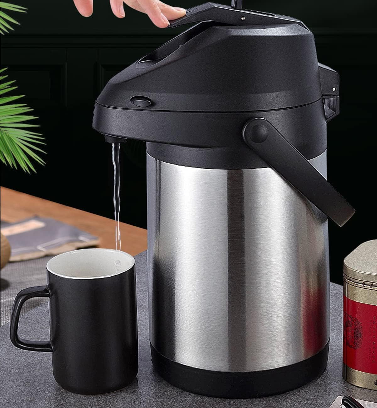 L 135 oz Stainless Steel Thermal Coffee Airpot Dispenser Silver