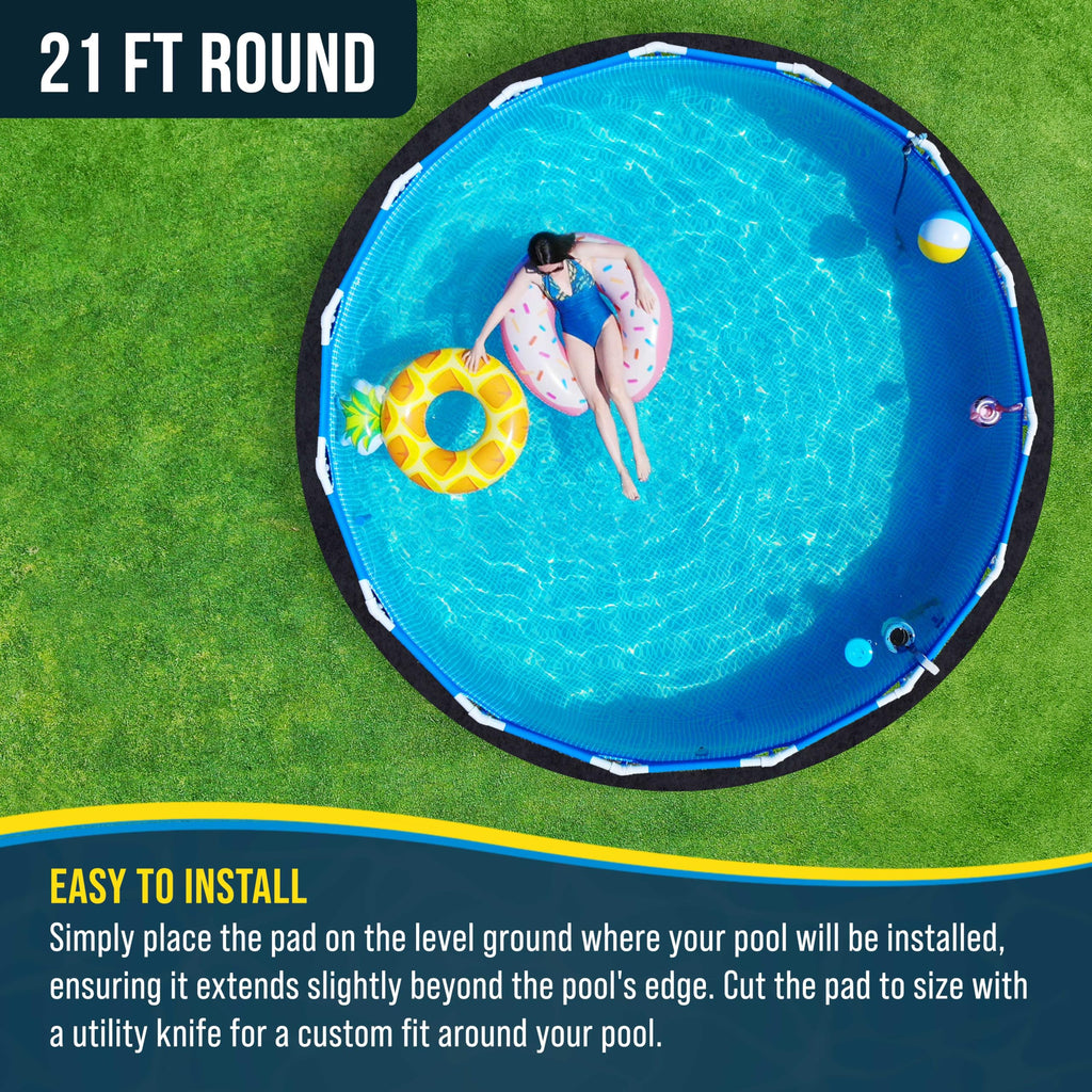 U.S. Pool Supply Ground Shield 21-Foot Round Heavy Duty Pool Liner Pad for Above Ground Swimming Pools - Protects Pool Liner, Prevents Punctures, Weed Barrier, Eco-Friendly Fabric - Extends Liner Life Retail $99.00
