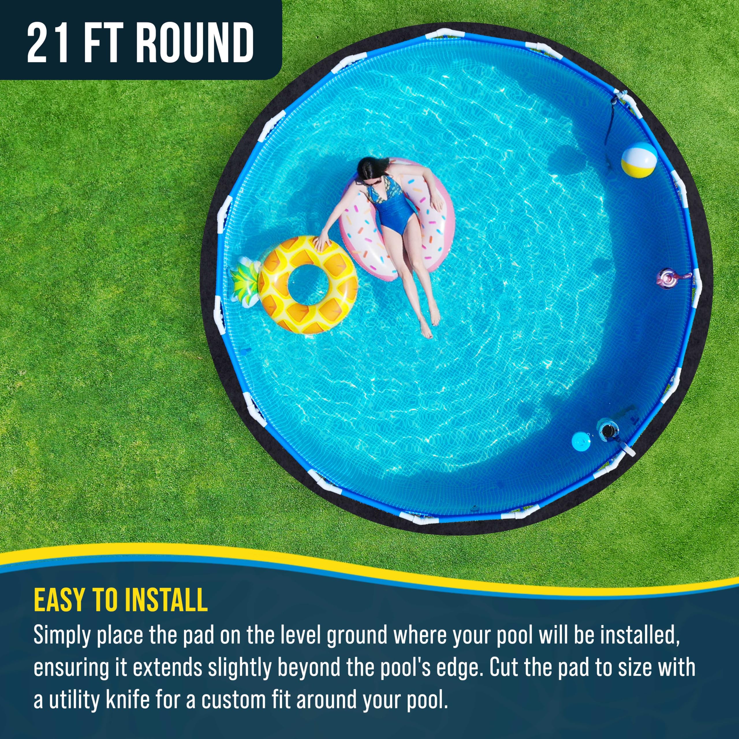 U.S. Pool Supply Ground Shield 21-Foot Round Heavy Duty Pool Liner Pad for Above Ground Swimming Pools - Protects Pool Liner, Prevents Punctures, Weed Barrier, Eco-Friendly Fabric - Extends Liner Life Retail $99.00
