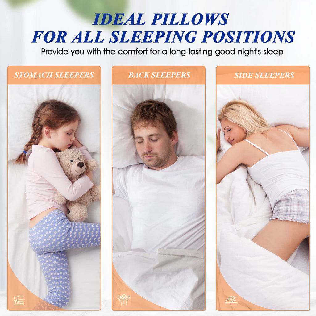 Supportive Firm Down Alternative Bed Pillows Standard Size 20x26 Set of 2 - Blue