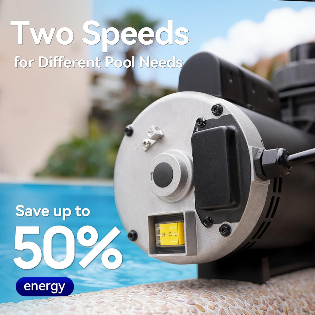 Riptide Series 2 HP Dual Speed Pool Pump 220V 8586 GPH InAbove Ground Grey
