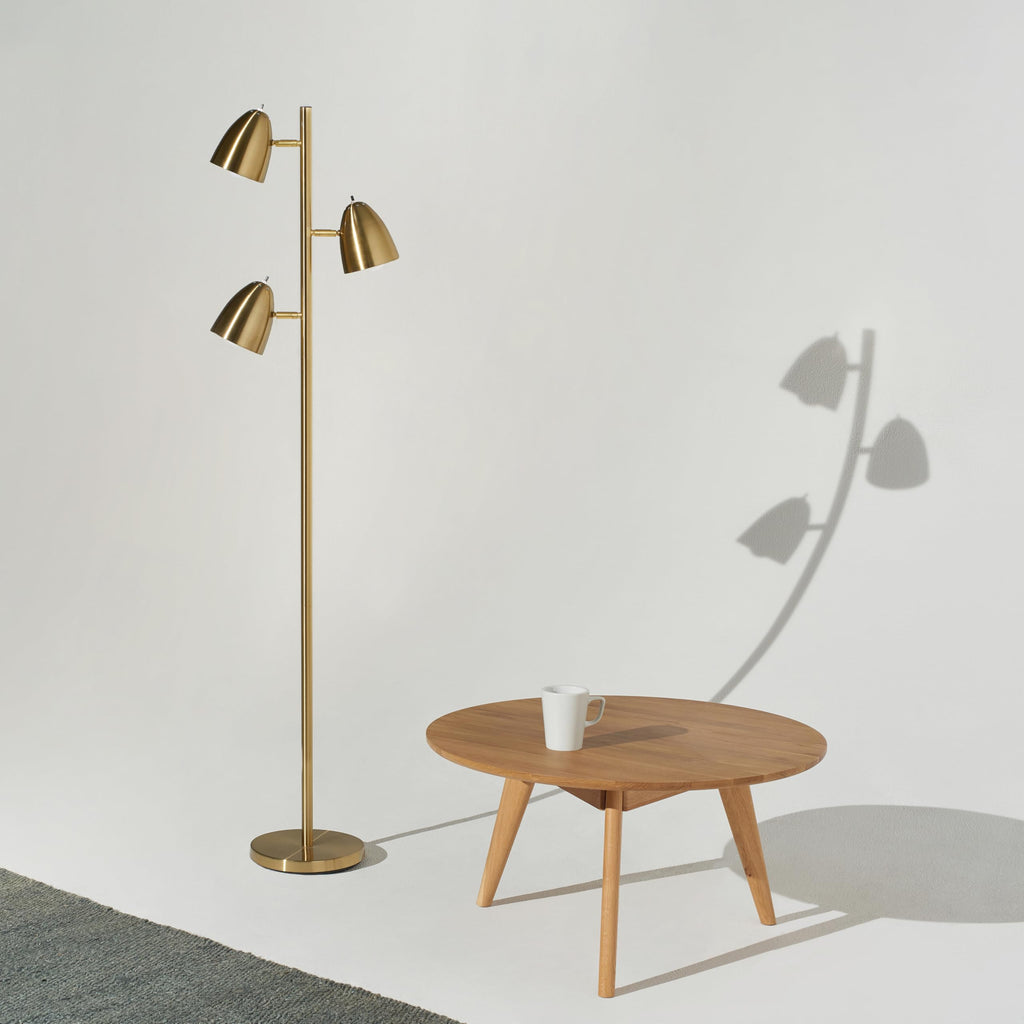 As-Is New Brightech Jacob LED Floor Lamp with Adjustable 3 Light Tree - Antique Brass Retail $99.00
