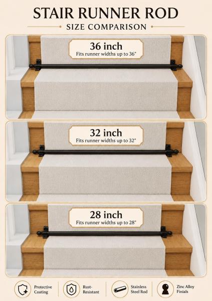 VAYODA Stair Rods for Runner Up to 32" Wide, 1 Pack Stair Carpet Rods Retail $31.00