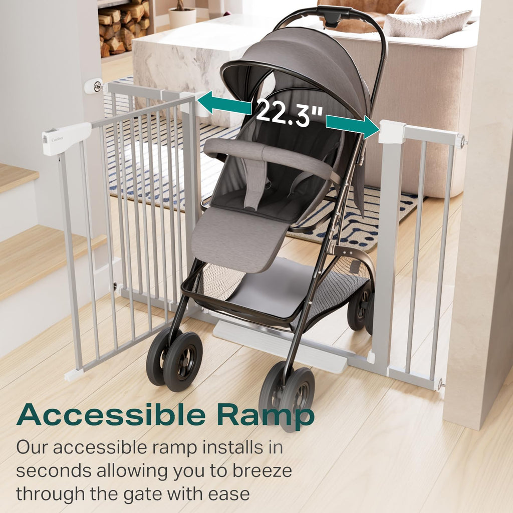 Gray Auto-Close Pressure Mounted Indoor Safety Gate 30.5 H 30-46 W