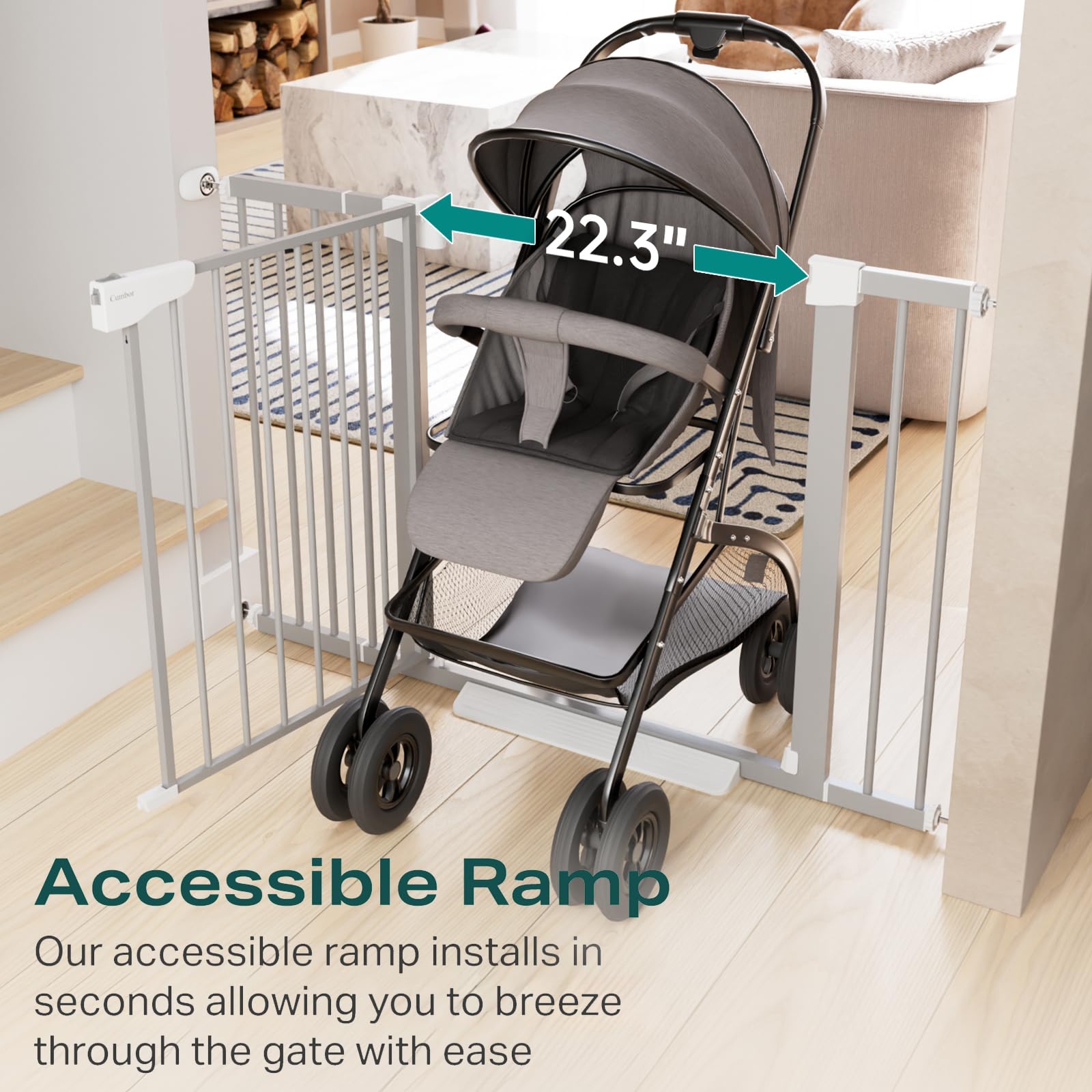 Gray Auto-Close Pressure Mounted Indoor Safety Gate 30.5 H 30-46 W