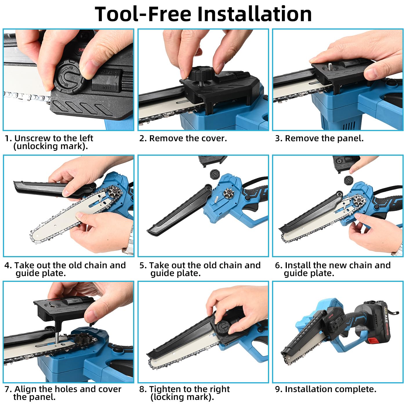 Blue 2-In-1 Pole Saw  6-Inch Mini Chainsaw