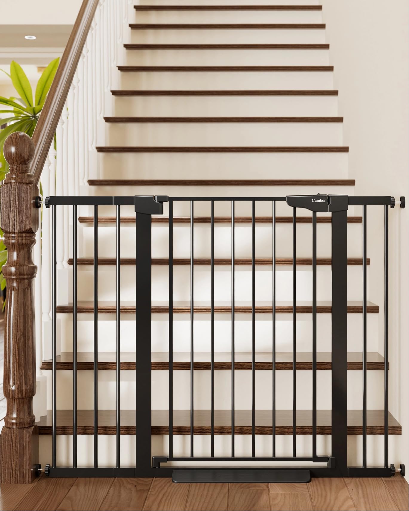 Extra Tall Baby Gate Adjustable 29.7-48 Wide Pressure Mounted Black