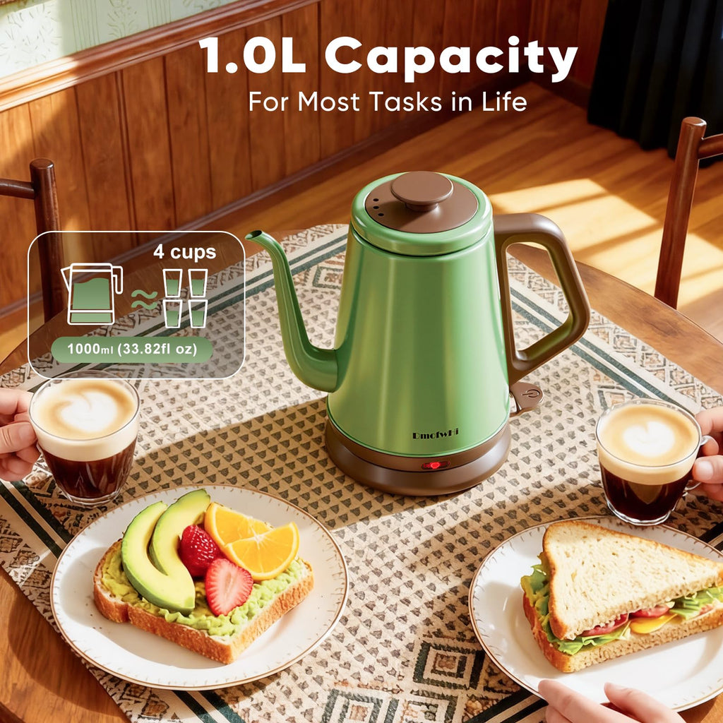 Gooseneck Electric Kettle 1.0L 100 Stainless Steel Green - $28.50 Retail $38.00