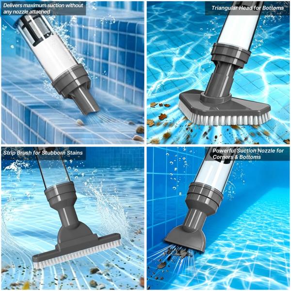 in 1 Cordless Rechargeable Small Pool Vacuum for Spa and Hot Tub Gray Retail $64.00