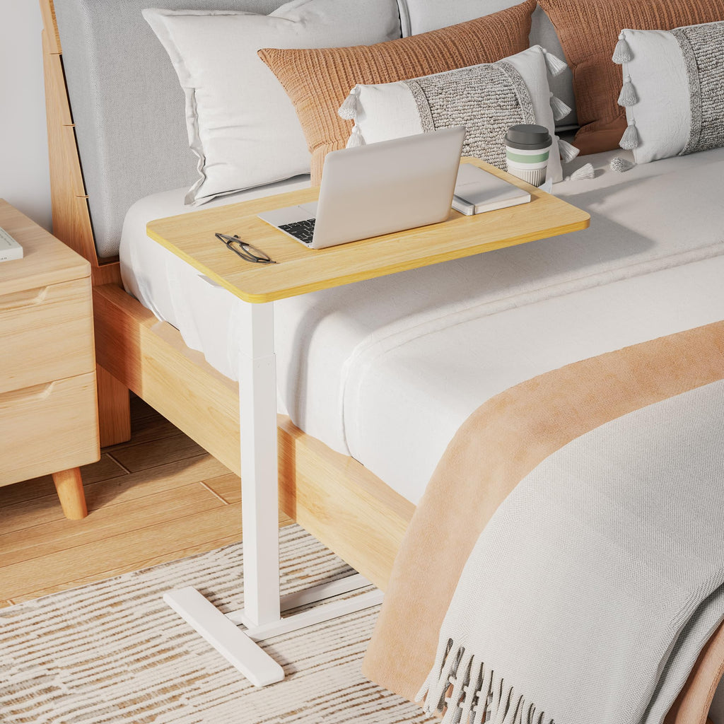Maple Adjustable Portable Rolling Overbed Table