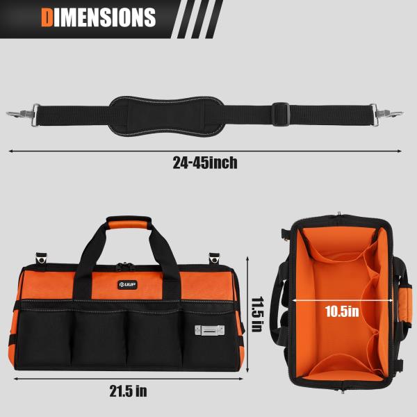 Extra Large 20 Heavy Duty Tool Bag Organizer with 16 Pockets Orange