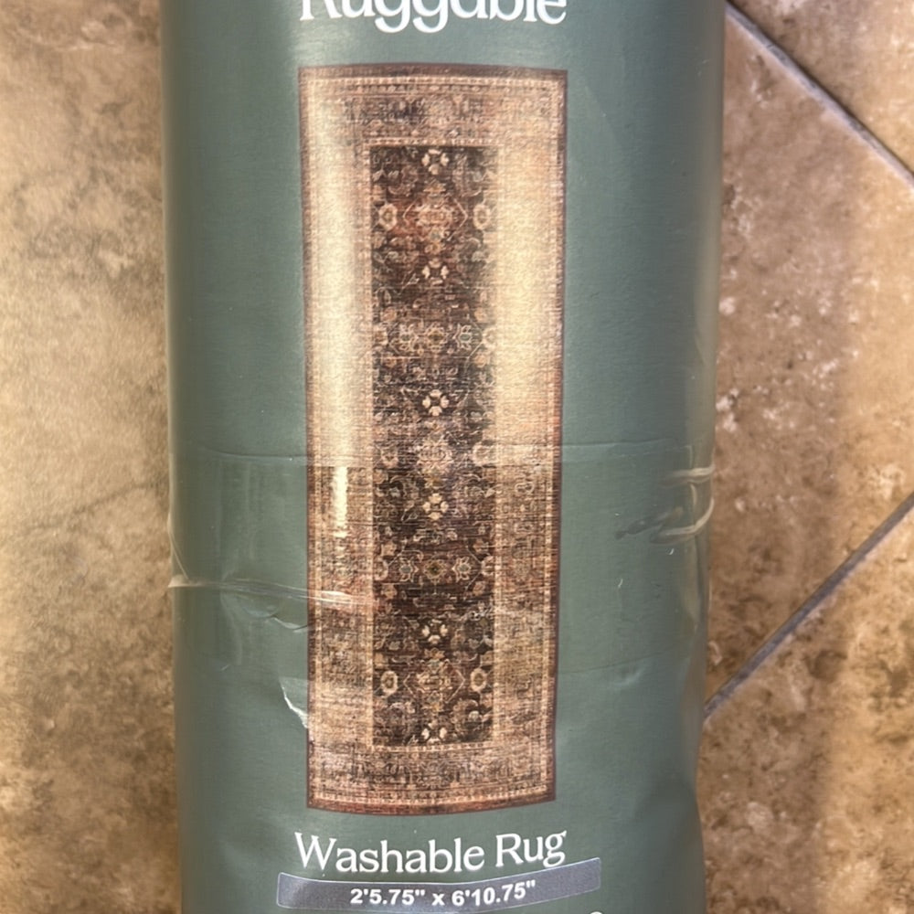Ruggable Multi-color Washable Rug Non-Slip Stain Resistant 25.75 x 610.75