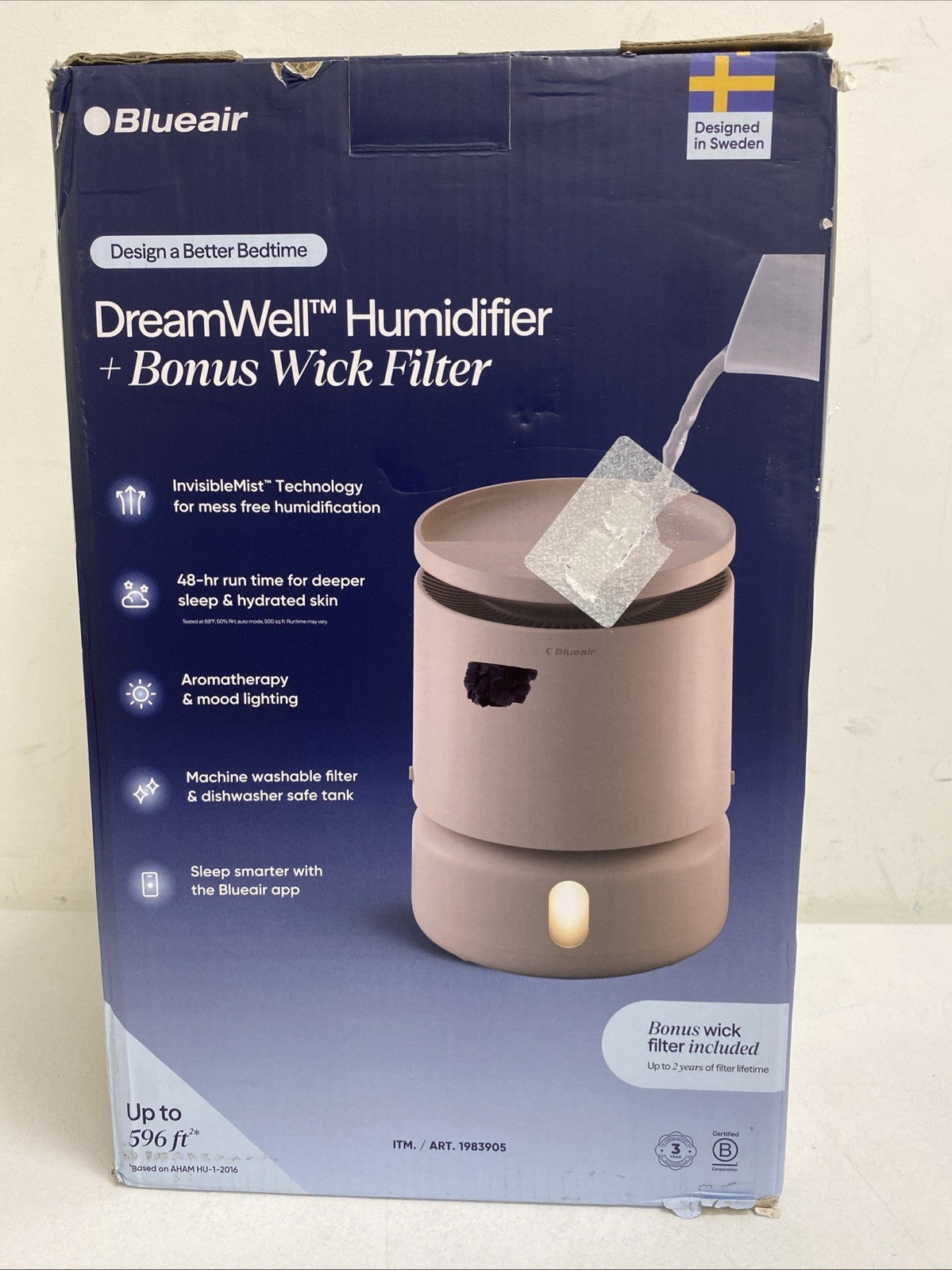 Open-Box New Blueair DreamWell Mist-Free Smart Humidifier w Aroma Diffuser - Humidifier