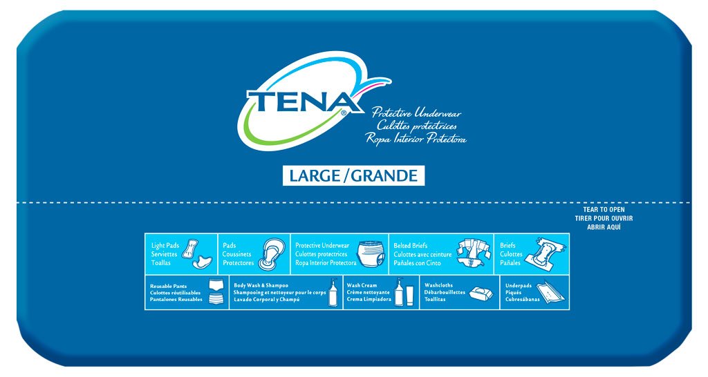 TENA Protective Underwear Extra Large 45-58 White 16 Count 