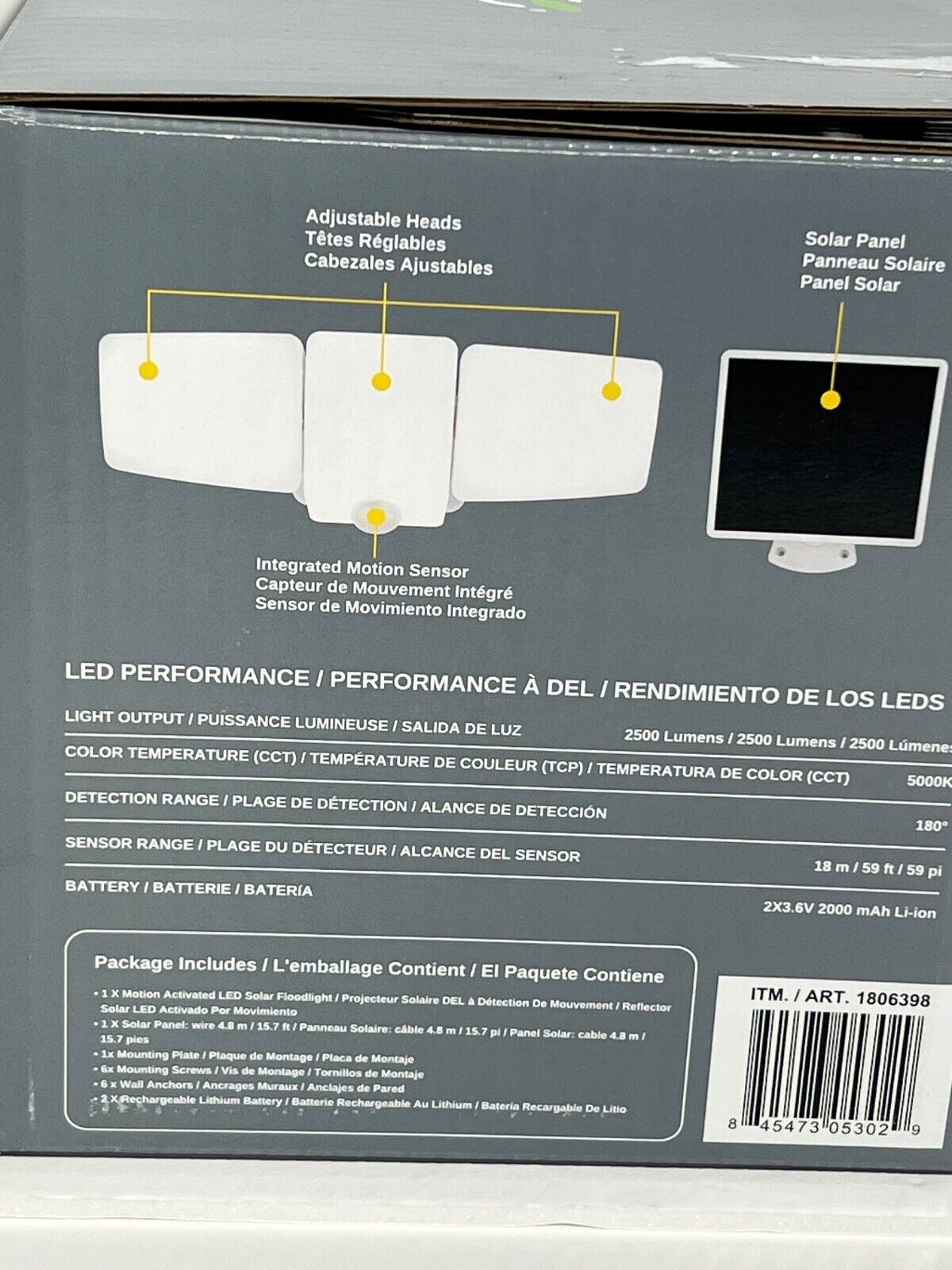 Lumen LED Solar Motion Activated Security Light Triple Head White