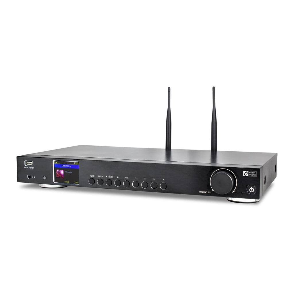 Black WR-50 Internet Radio Tuner Component with Wi-Fi Bluetooth USB  2.4 Color Display