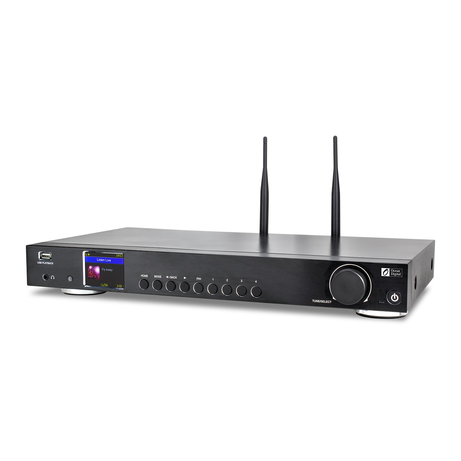 Black WR-50 Internet Radio Tuner Component with Wi-Fi Bluetooth USB  2.4 Color Display