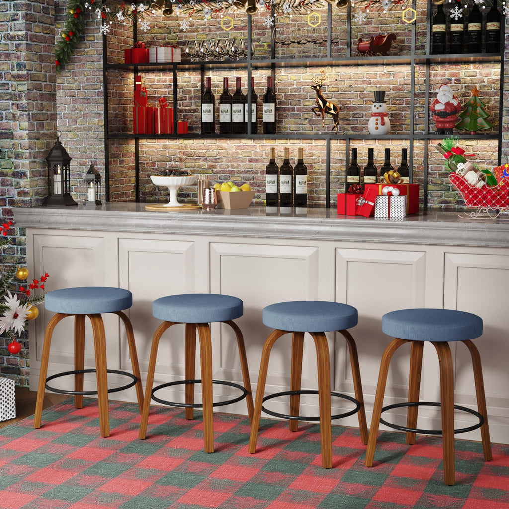 Open-Box New GREHOME Set of 2 Blue 24 Counter Height Swivel Bar Stools