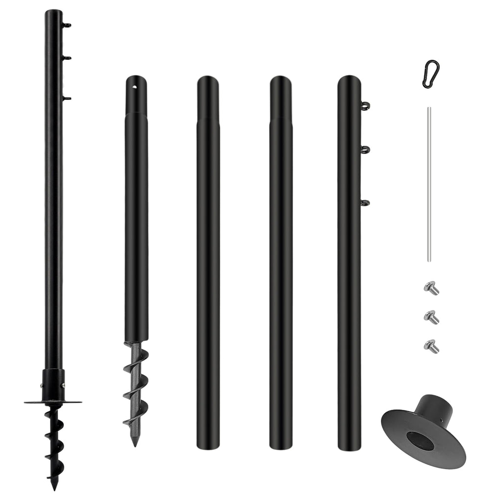 ft Heavy Duty Steel Sun Shade Sail Support Pole Kit Black