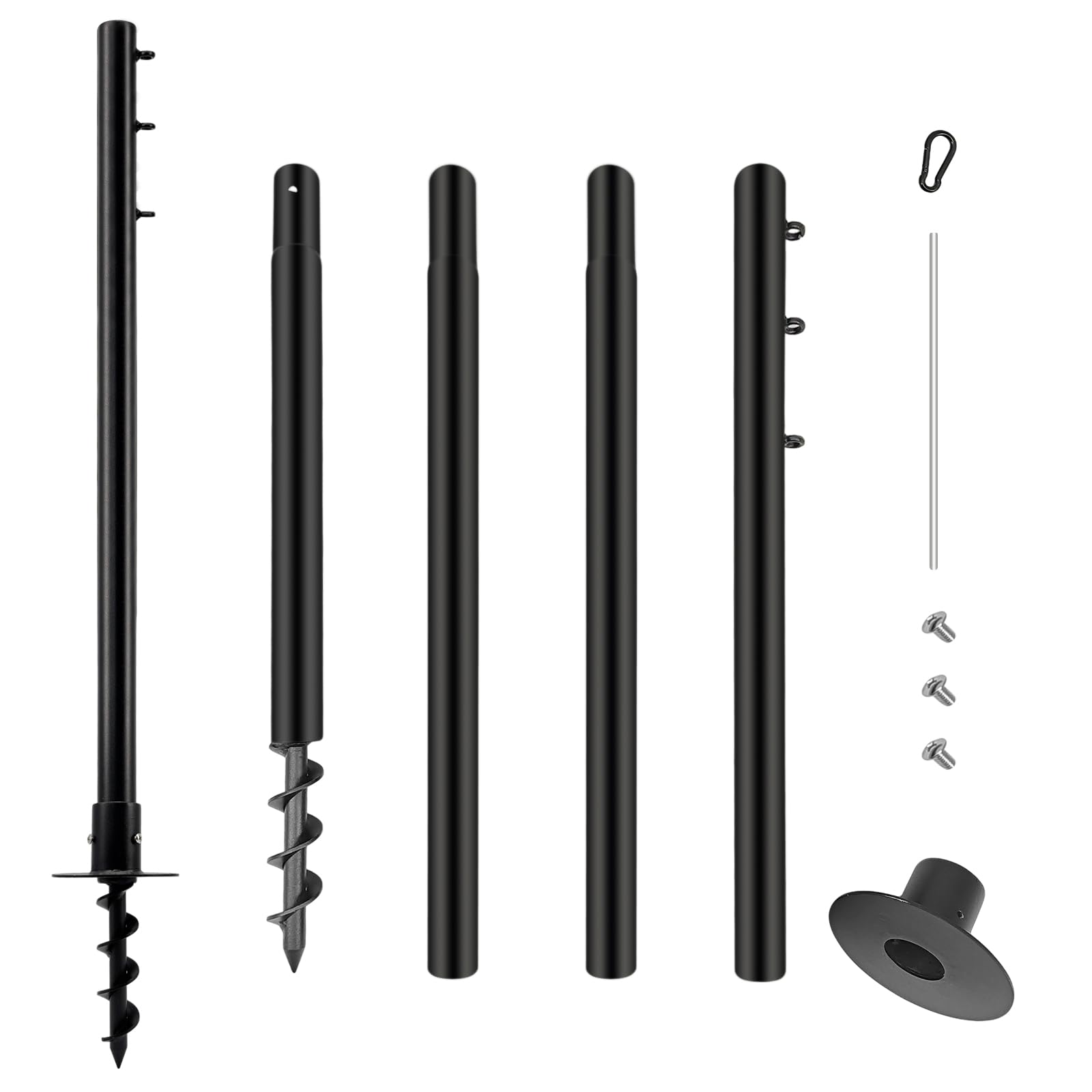 ft Heavy Duty Steel Sun Shade Sail Support Pole Kit Black
