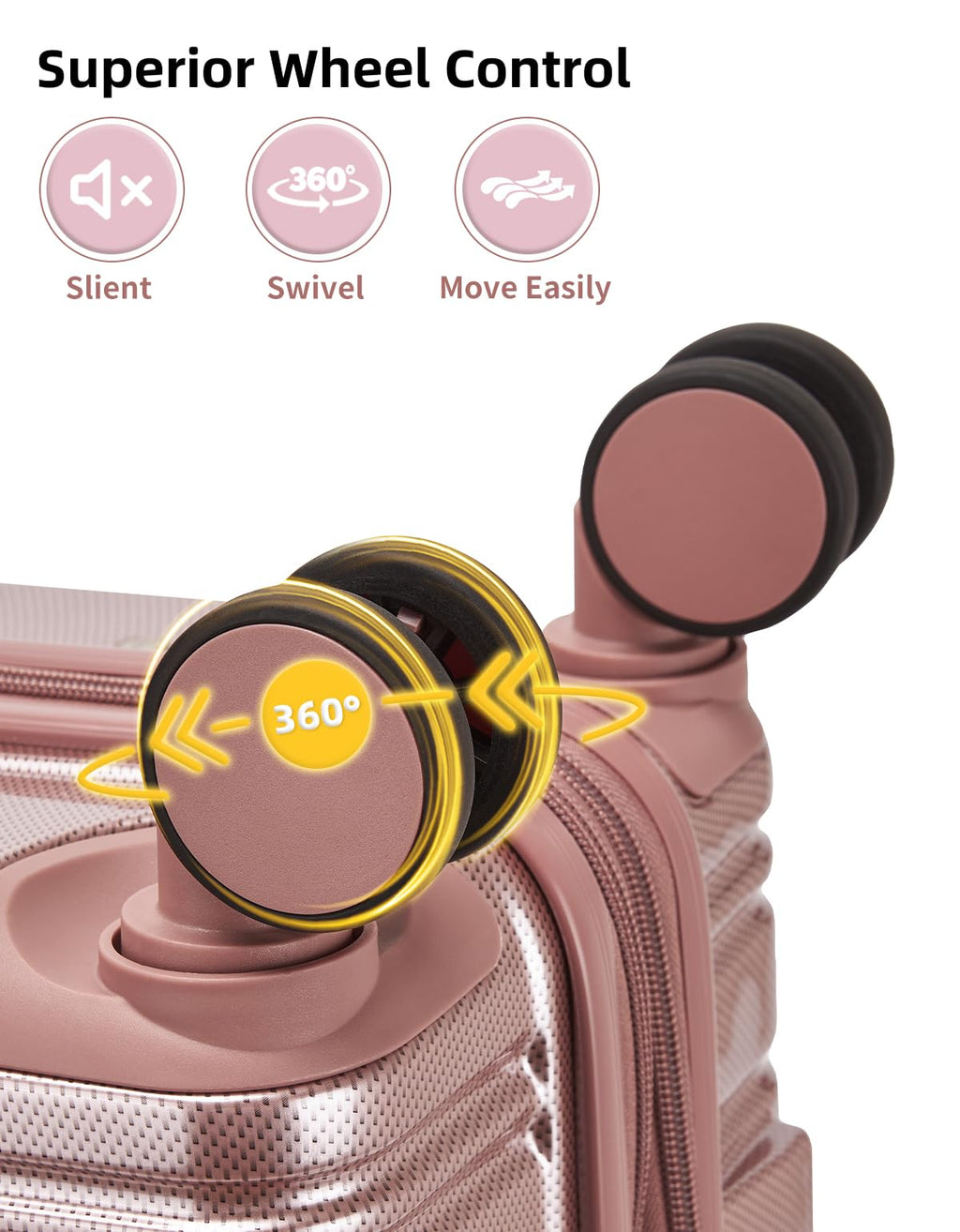 Rose Gold 20 Inch Expandable Hardside Carry On Luggage 22x14x9 with Spinner Wheels TSA Lock Retail $89.00