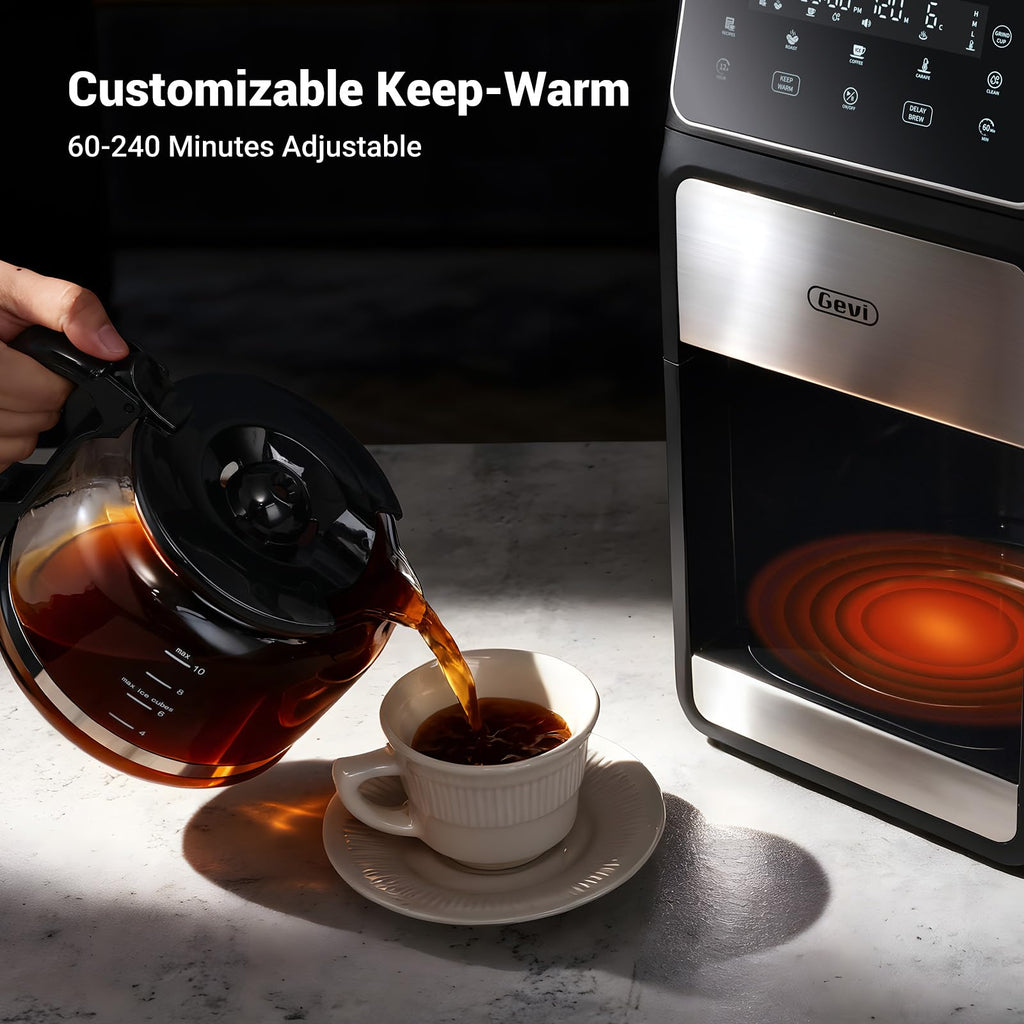 Black 10-Cup Grind  Brew Coffee Maker with 4 Flavor Options