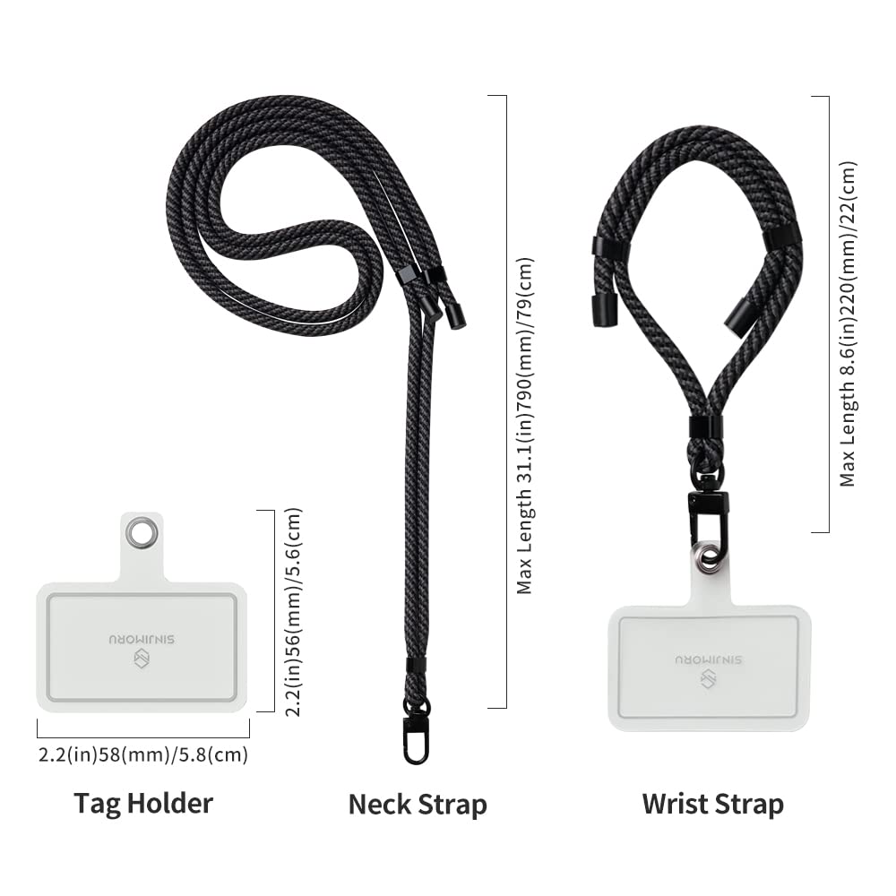 As-Is Sinjimoru Sinji Strap 2-Pack Adjustable Phone Lanyard w KeyID Holder Black Retail $13.00