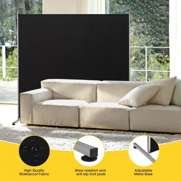 RANTILA Single Large Panel Room Divider, Privacy Screen for Office, Partition Separators, Freestanding Divider 71''W x 71''H, Black Retail $34.00