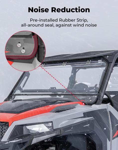 -IN-1 Front Flip Windshield for Polaris General 10004 1000XP 1000XP 4 1000