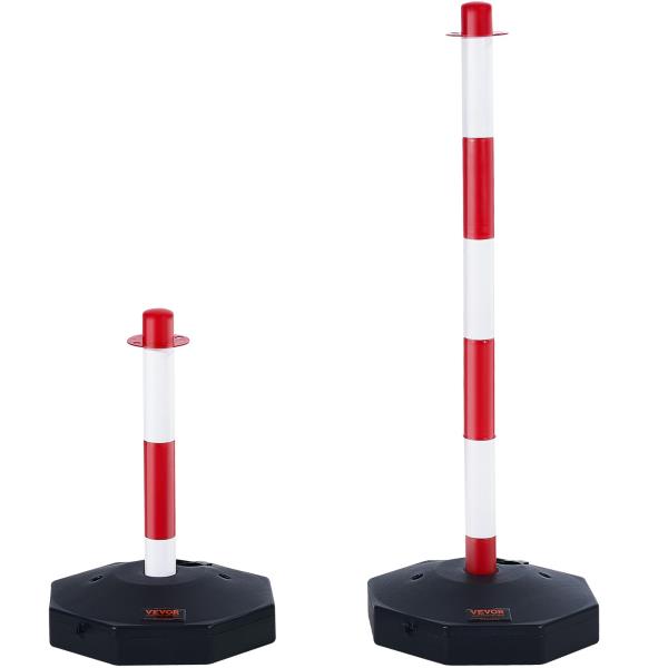 Adjustable Traffic Delineator Post Cones 6 Pack with 6.6FT Chain Red  White