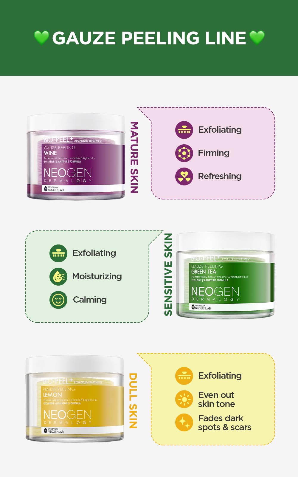 Green Tea Bio-Peel Gauze Peeling Pads - 8 Count