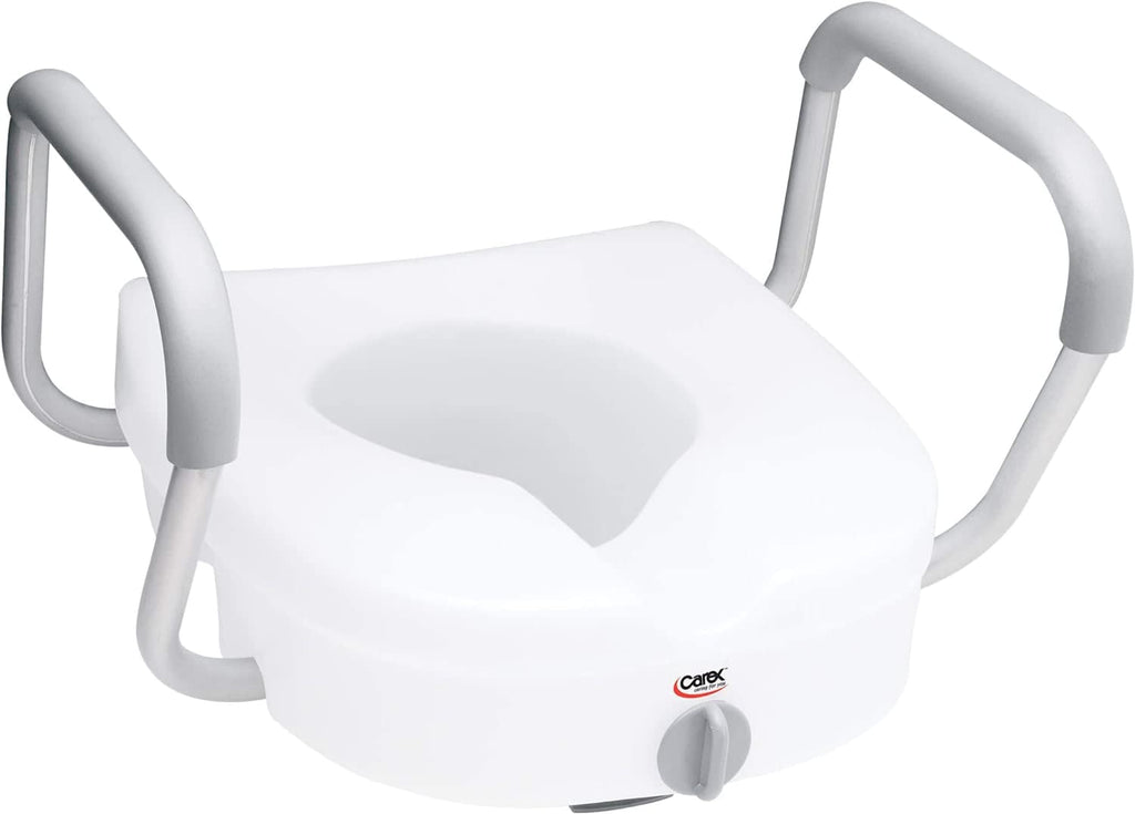 New Carex E-Z Lock 5 Raised Toilet Seat Riser with Handles For Seniors Retail $42.00