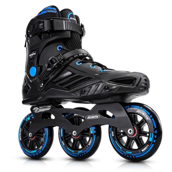 Inline Skates 110mm 3-Wheel Professional Fitness Blades Black  Blue Men 10-11Women 11-12