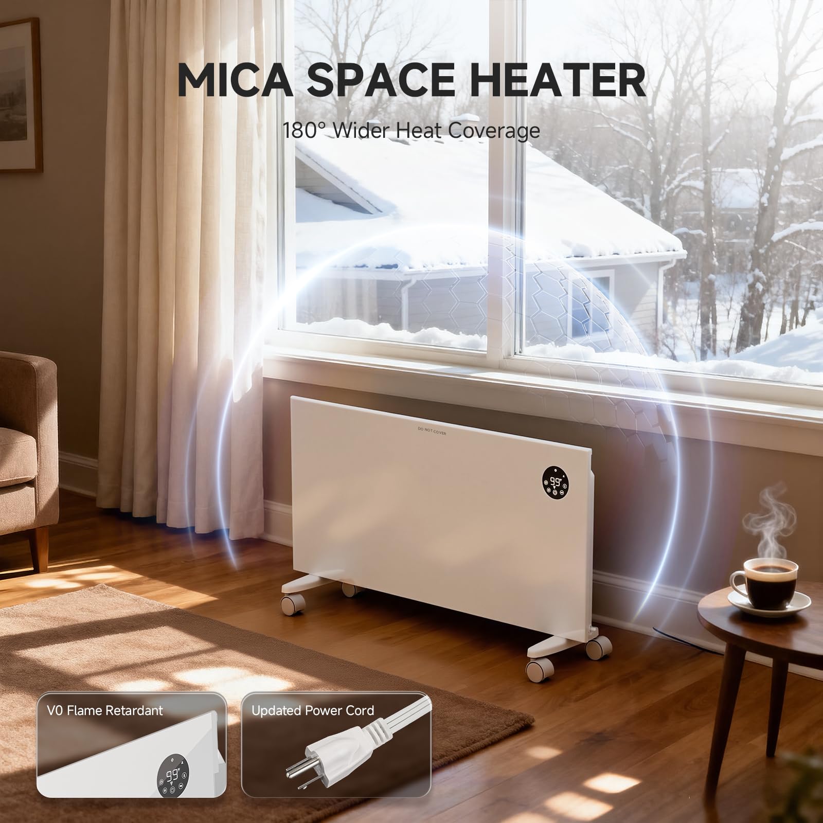 Orange Smart WiFi Mica Infrared Space Heater WallFreestanding Mount
