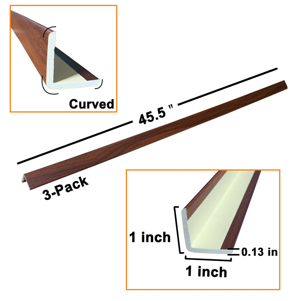 -Pack Black Wood Grain Wall Corner Protectors 45 L-Shaped Molding Trim