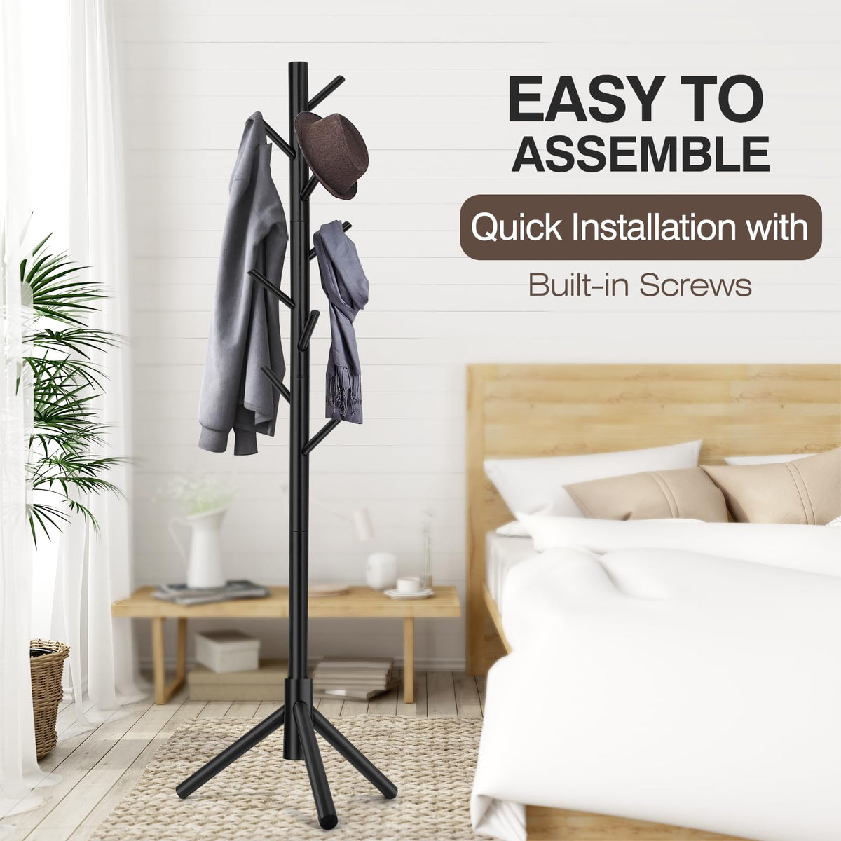 Adjustable Height Black Coat Stand with 3 Prong Legs Retail $13.50
