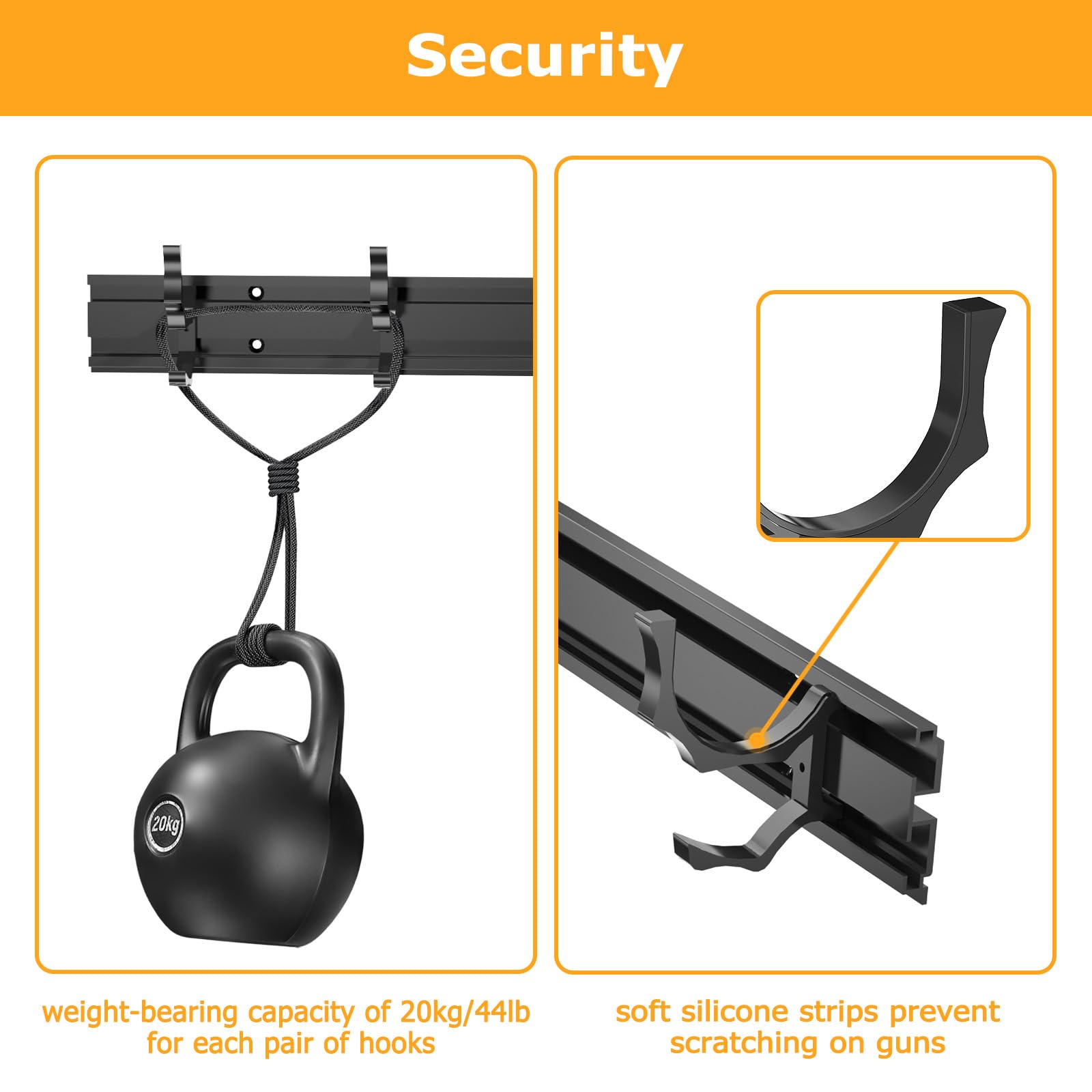 BoldByPIN Gun Wall Mount Racks, Wall Mounted Rifle Rack with Adjustable Hooks for All Guns, Shotgun, Rifle Storage & Display - 2 Pack