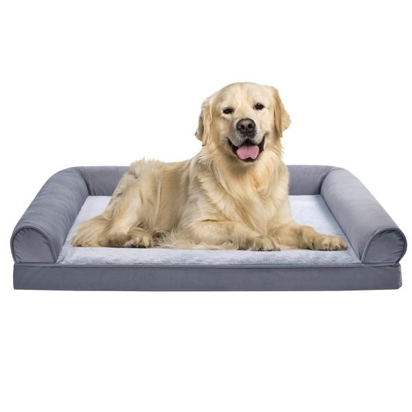 Living Room Couch Dog Bed with Premium Foam 44 x 35 Grey