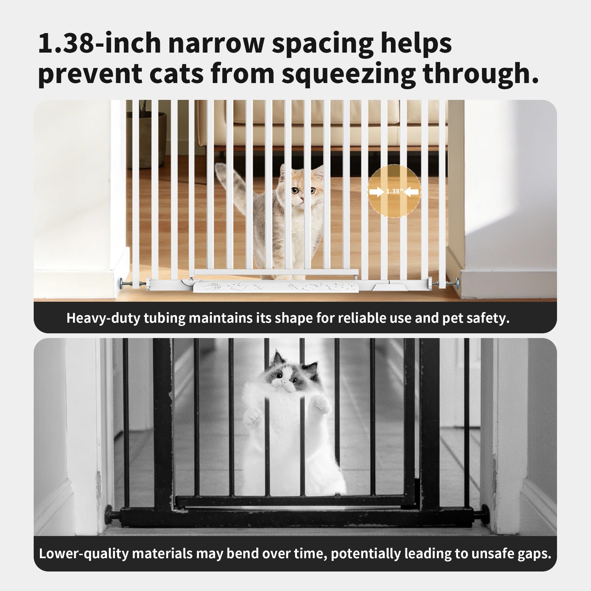 75 Extra Tall Cat Gate Adjustable 27.56-37.02 Wide Pressure Mount White