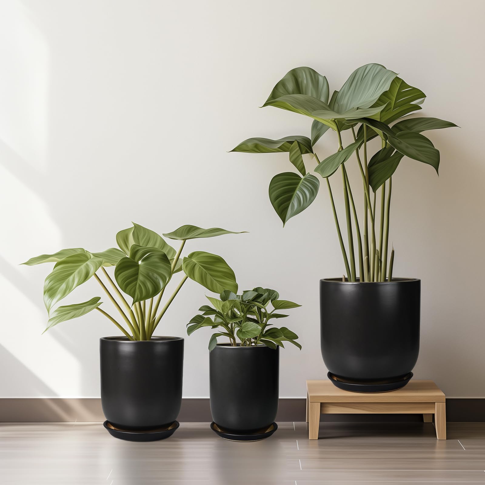 Bright Yellow 12 Inch Ceramic Plant Pot with Drainage Hole Retail $109.00