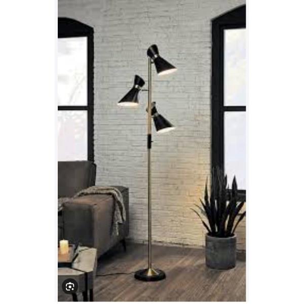 Soho Adjustable 3-Light Floor Lamp BlackBrass