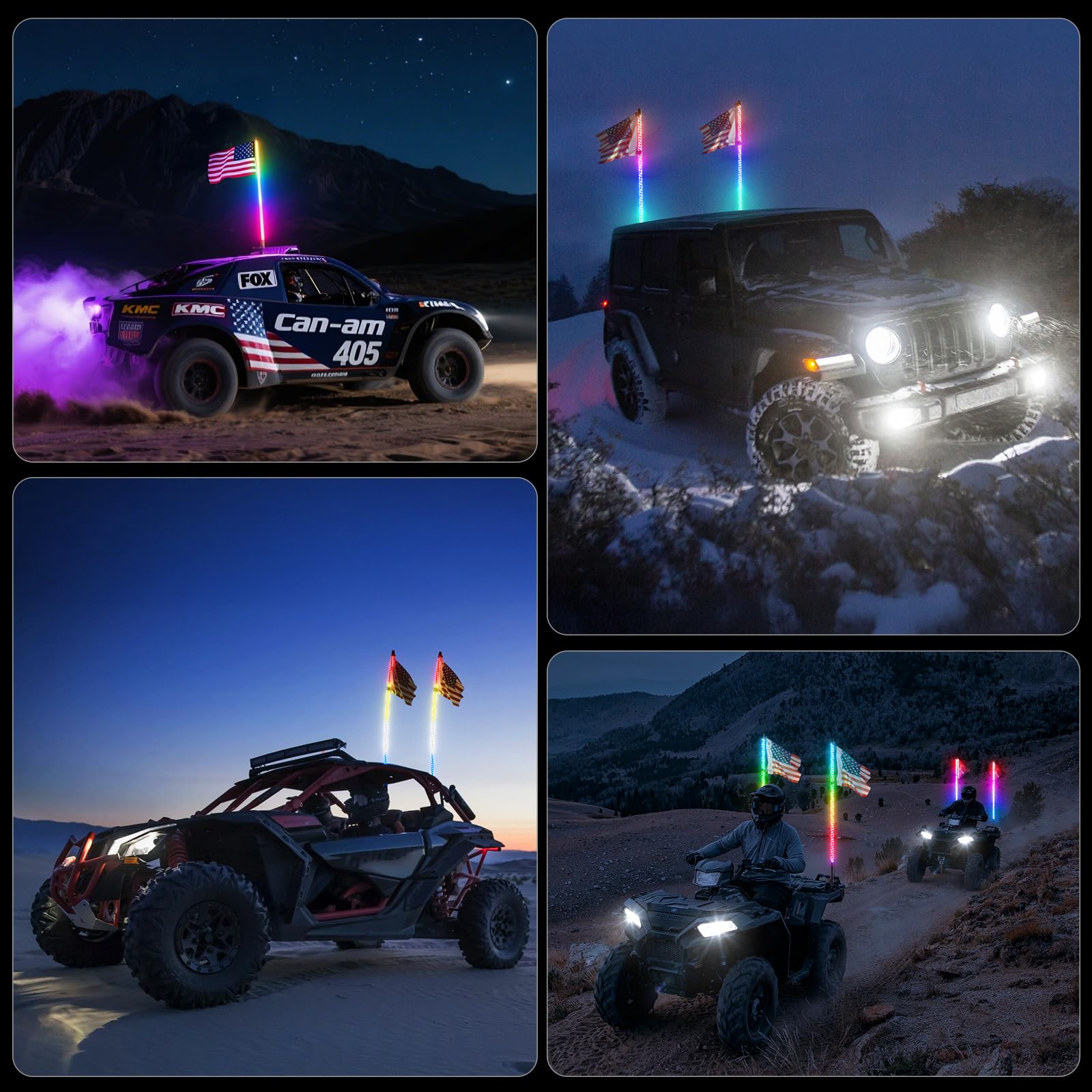 Ehaho 2 PCS 2FT Whip Lights with Spring Base, APP & Remote Control Led Whip Lights for Side by Side, Spiral RGB Chasing Lighted Whips with Rocker Switch, Music Led Whips for UTV ATV RZR SXS Can-Am Retail $79.00