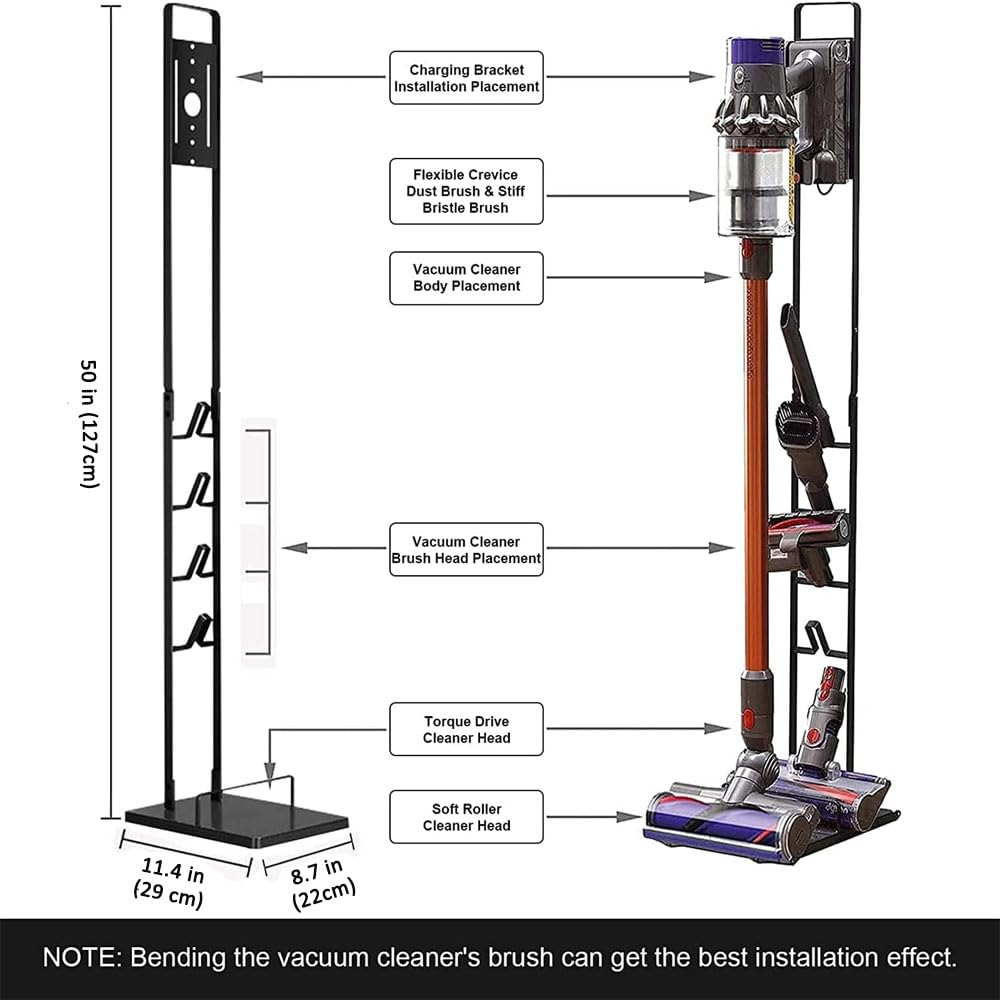 Foho Black 50 Metal Freestanding Vacuum Stand for Dyson V-Series Vacuums Retail $30.00