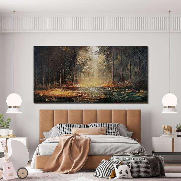 Large Canvas Wall Art Yellow Forest Landscape 29x58